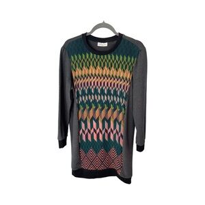 Megan Park Gray Multi-Colour Geometric Tunic Dress Size Large